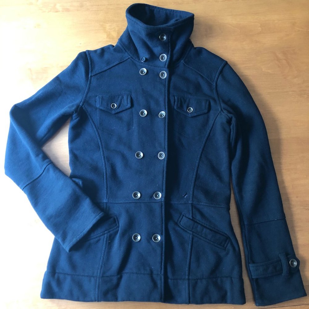 Military style double breasted sweater jacket